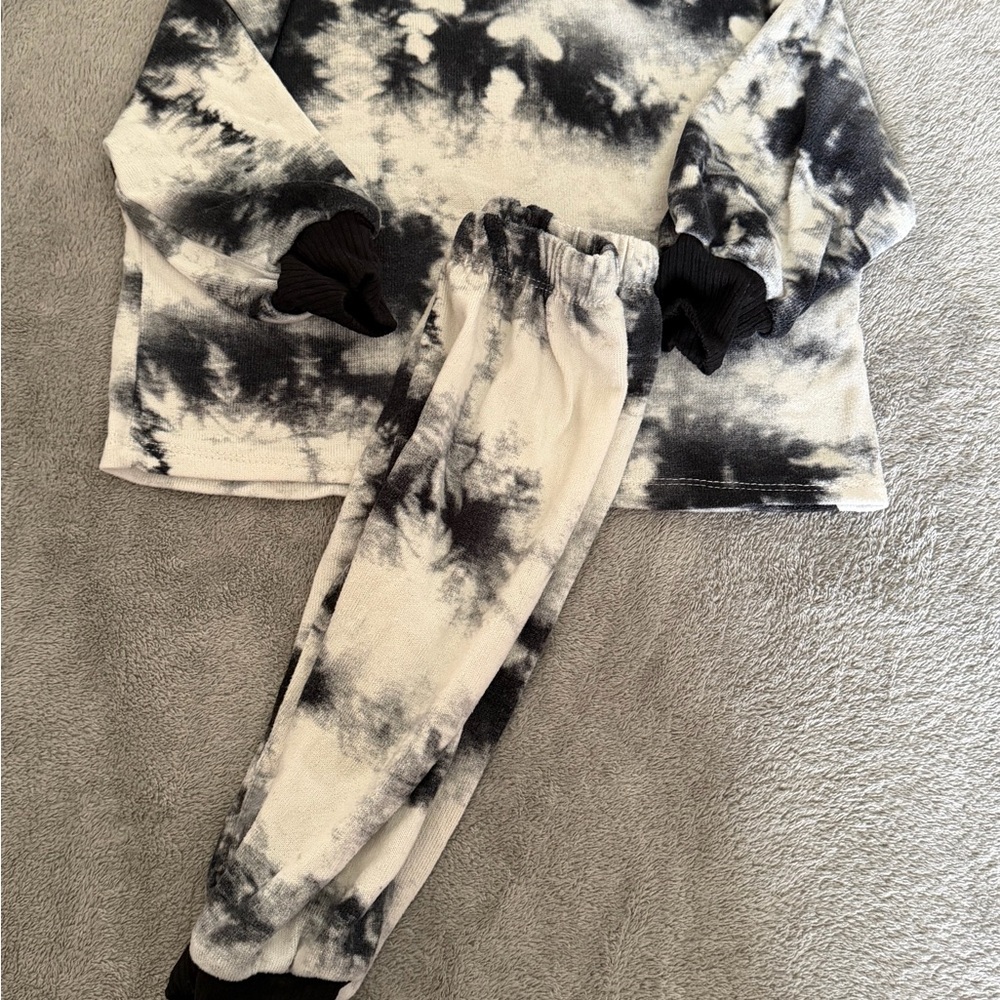Kids Tie-Dye Matching Set - Black and White